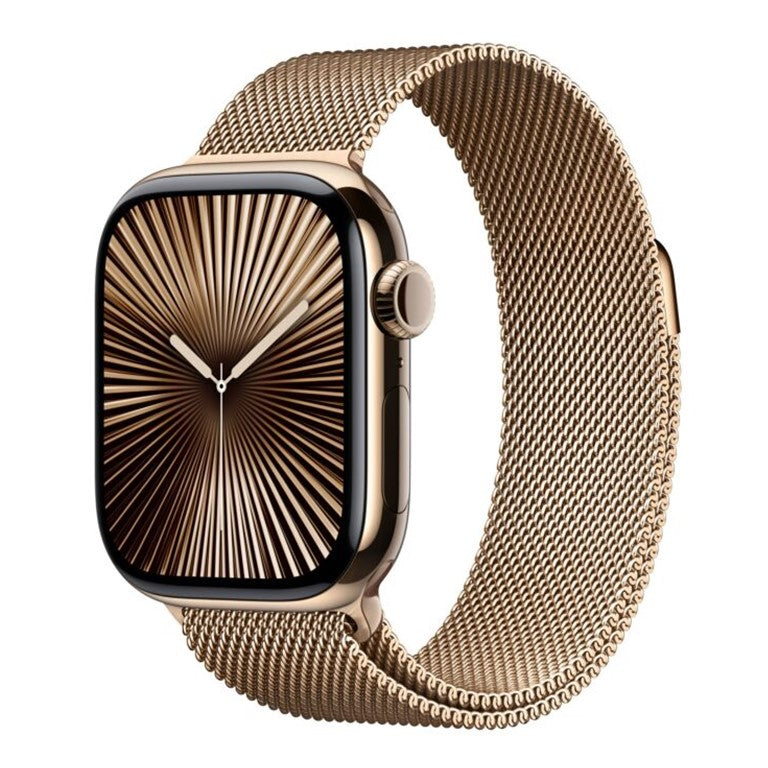 Apple Watch Series 10 GPS + Cellular 42mm Gold Titanium Case with Gold Milanese Loop