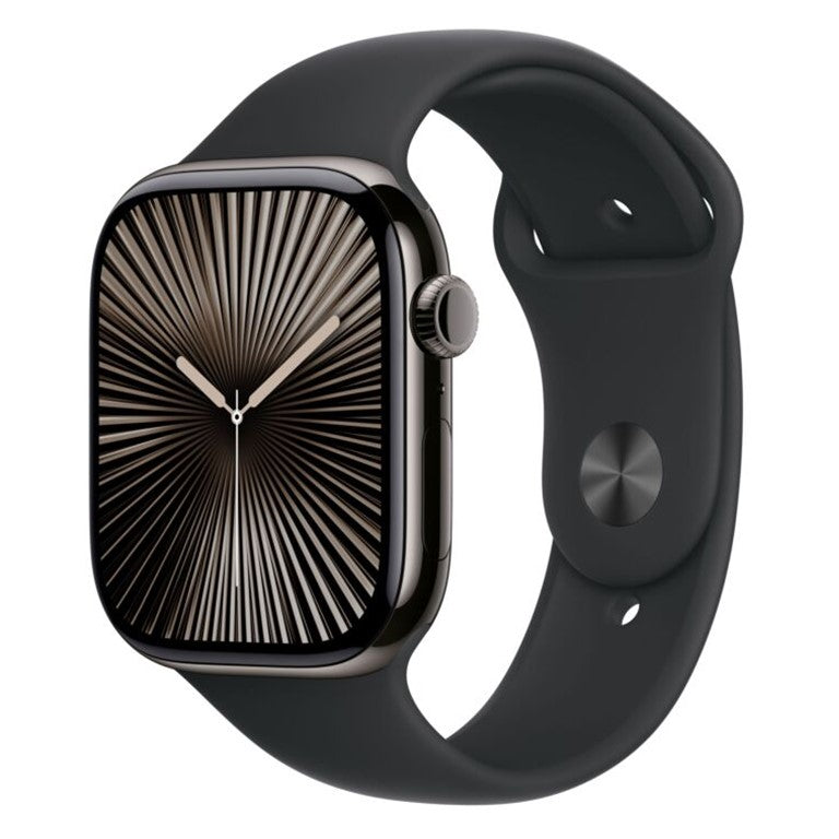 Apple Watch Series 10 GPS + Cellular 46mm Slate Titanium Case with Black Sport Band - S/M
