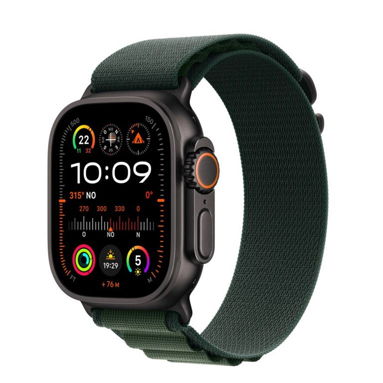Apple Watch Ultra 2 GPS + Cellular 49mm Black Titanium Case with Dark Green Alpine Loop - Large