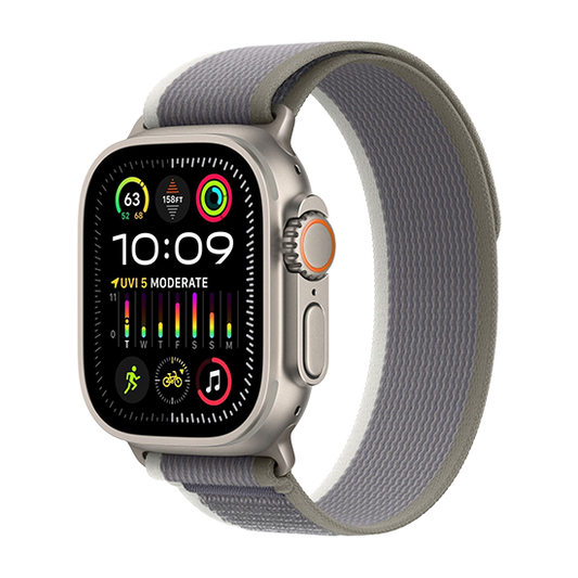 Watch Apple Watch Ultra 2 LTE 49mm Titanium Case with Trail Loop S/M - Green/Grey