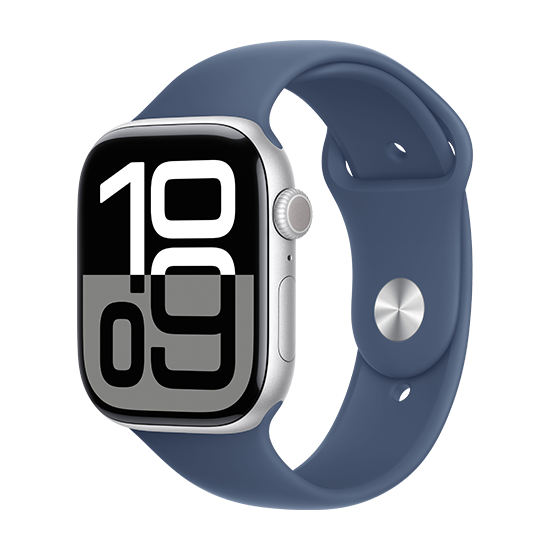 Watch Apple Watch Series 10 GPS 46mm Silver Aluminium Case with Sport Band S/M - Denim