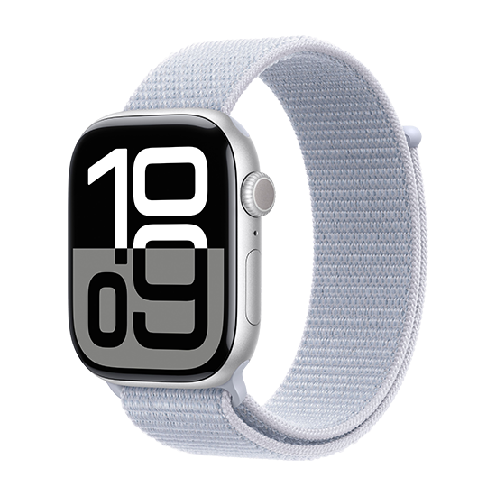 Watch Apple Watch Series 10 GPS 46mm Silver Aluminium Case with Sport Loop - Blue Cloud