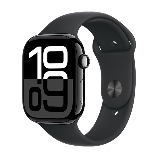 Watch Apple Watch Series 10 GPS 46mm Jet Black Aluminium Case with Sport Band S/M - Black