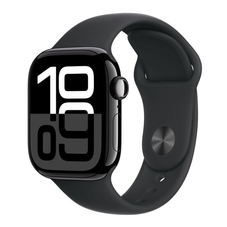Apple Watch Series 10 GPS 42mm Jet Black Aluminium Case with Black Sport Band - M/L