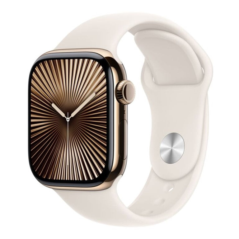 Apple Watch Series 10 GPS + Cellular 42mm Gold Titanium Case with Starlight Sport Band - M/L - EU