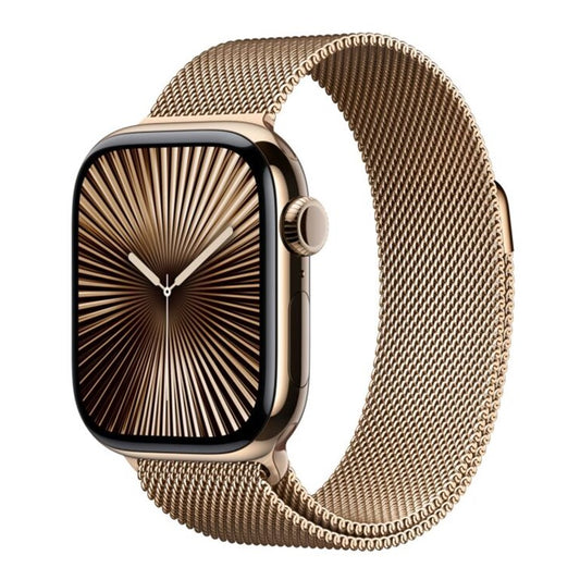 Apple Watch Series 10 GPS + Cellular 42mm Gold Titanium Case with Gold Milanese Loop