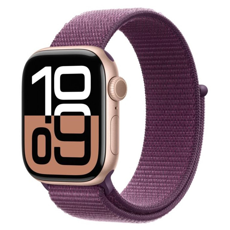 Apple Watch Series 10 GPS + Cellular 46mm Rose Gold Aluminium Case with Plum Sport Loop