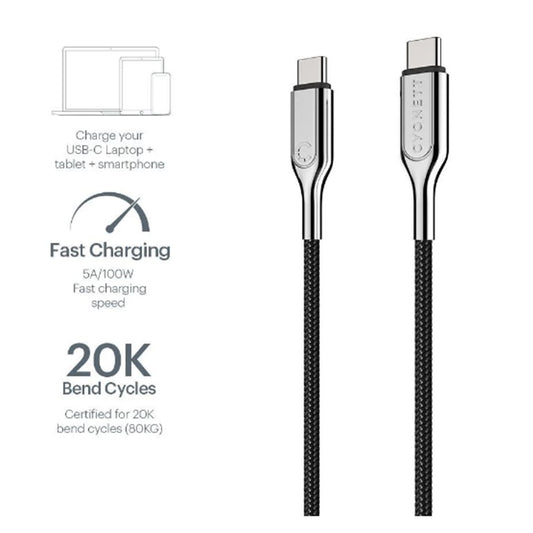 Cavo Cygnett in kevlar da USB-C a USB-C nero 10cm